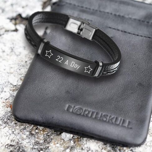 22 A Day Memorial Bracelet, 22 A Day Bracelet for Men, Adjustable Military Veterans Bracelets Memorial Gift, Army Navy Airforce Firefighter Jewelry for Independence Day,Support,PTSD Awareness in Saudi Arabia