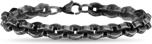 سوار سلسلة رولو بعرض 8 ملم بعرض 8 ملم للرجال من الفولاذ المقاوم للصدأ مطلي بالروديوم الأسود in Saudi Arabia