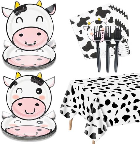 162 قطعة من لوازم الحفلات بطباعة بقرة، 80 قطعة من أطباق الحفلات على شكل بقرة، 40 منديل بنمط بقرة، 20 قطعة شوكة، قطعتان من أغطية الطاولات بطبعة بقرة لأعياد ميلاد البنات والأولاد وحفلات استقبال المولود الجديد، وحفلة بطابع حيوانات المزرعة in Kuwait