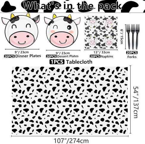 162 قطعة من لوازم الحفلات بطباعة بقرة، 80 قطعة من أطباق الحفلات على شكل بقرة، 40 منديل بنمط بقرة، 20 قطعة شوكة، قطعتان من أغطية الطاولات بطبعة بقرة لأعياد ميلاد البنات والأولاد وحفلات استقبال المولود الجديد، وحفلة بطابع حيوانات المزرعة in Kuwait