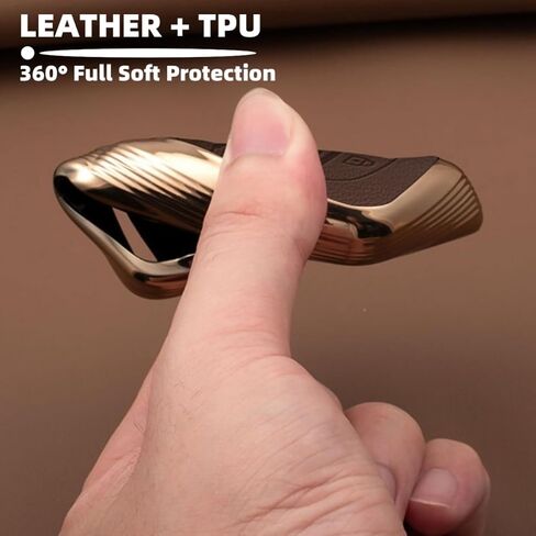 Key Fob Cover for Hyundai with Key Chain, Upper Leather + Soft TPU Key Cover Case Shell for Hyundai Elantra GT Ioniq Sonata Tucson 4 Buttons (BROWN) in Saudi Arabia
