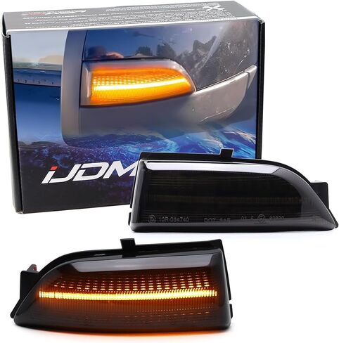 iJDMTOY عدسة مدخنة سوداء اللون كهرماني LED وميض ديناميكي متسلسل ومرآة جانبية مجموعة مصابيح إشارة الانعطاف متوافقة مع غطاء Ford 2019-2023 Ranger Lariat من الكروم فقط in Kuwait