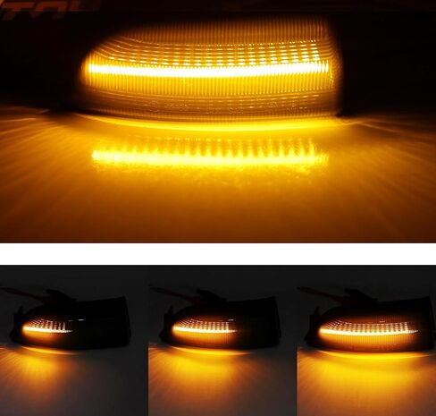 iJDMTOY عدسة مدخنة سوداء اللون كهرماني LED وميض ديناميكي متسلسل ومرآة جانبية مجموعة مصابيح إشارة الانعطاف متوافقة مع غطاء Ford 2019-2023 Ranger Lariat من الكروم فقط in Kuwait