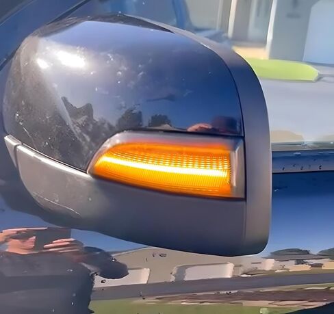 iJDMTOY عدسة مدخنة سوداء اللون كهرماني LED وميض ديناميكي متسلسل ومرآة جانبية مجموعة مصابيح إشارة الانعطاف متوافقة مع غطاء Ford 2019-2023 Ranger Lariat من الكروم فقط in Kuwait