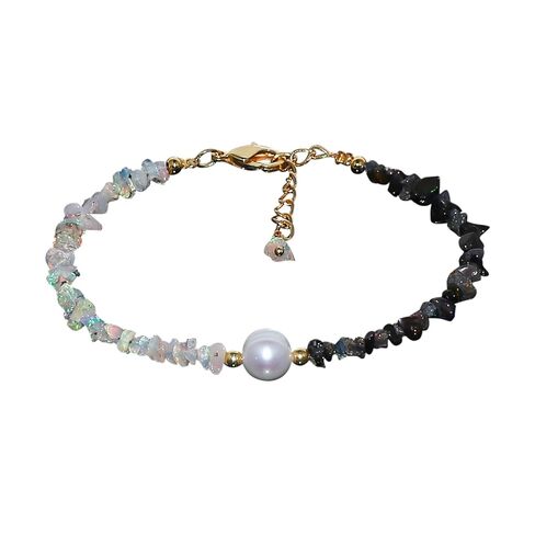 ColouredRocks CHROME DIOPSIDE & NATURAL PEARL BRACELET, Uncut Chips Nuggets, Gemstone Crystals Beads, Trendy Bracelet, Daily Wear Women Jewelry, Gold Plated Brass 8 inch in Saudi Arabia