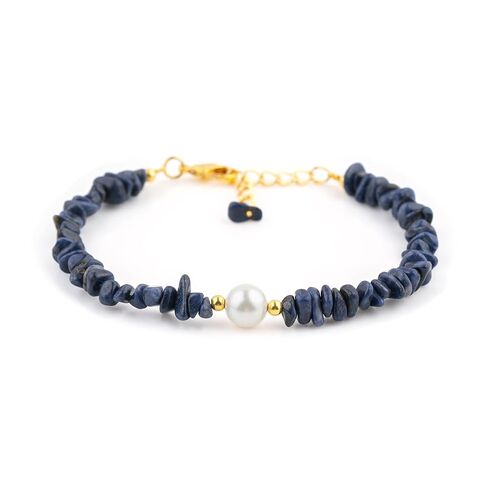 ColouredRocks CHROME DIOPSIDE & NATURAL PEARL BRACELET, Uncut Chips Nuggets, Gemstone Crystals Beads, Trendy Bracelet, Daily Wear Women Jewelry, Gold Plated Brass 8 inch in Saudi Arabia
