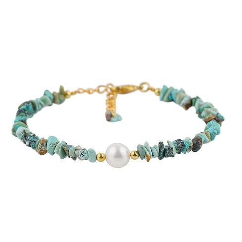 ColouredRocks CHROME DIOPSIDE & NATURAL PEARL BRACELET, Uncut Chips Nuggets, Gemstone Crystals Beads, Trendy Bracelet, Daily Wear Women Jewelry, Gold Plated Brass 8 inch in Saudi Arabia