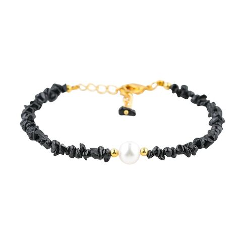 ColouredRocks CHROME DIOPSIDE & NATURAL PEARL BRACELET, Uncut Chips Nuggets, Gemstone Crystals Beads, Trendy Bracelet, Daily Wear Women Jewelry, Gold Plated Brass 8 inch in Saudi Arabia