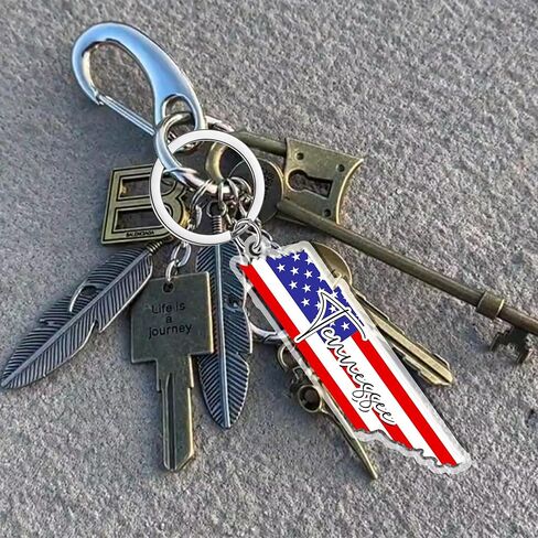 Tennessee Souvenirs Keychain With Key Ring - American Flag Keychain, Key Holder For Gifts,Souvenirs From Usa,Spot M in Saudi Arabia