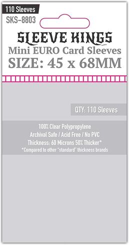 Sleeve Kings Mini Euro Card Sleeves (45x68mm) - 110 Pack, 60 Microns in Kuwait