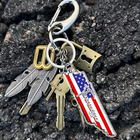 Tennessee Souvenirs Keychain With Key Ring - American Flag Keychain, Key Holder For Gifts,Souvenirs From Usa,Spot M in Saudi Arabia