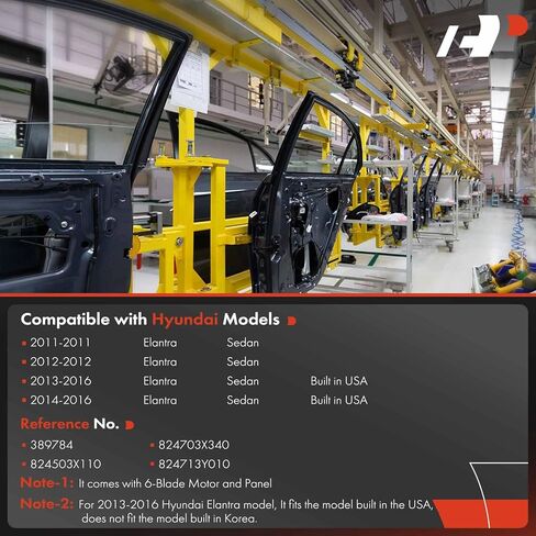 منظم نوافذ الطاقة لجانب السائق الأمامي الأيسر A-Premium مع محرك Pulg ذو 6 شفرات متوافق مع Hyundai Elantra 2011-2016، سيدان in Saudi Arabia