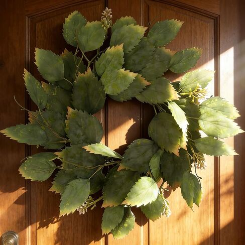 26" Green Hibiscus & Eucalyptus Leaf Wreath for Front Door - Large Artificial Greenery Outdoor Wreath for Porch, Window, Farmhouse, Home, Holiday, Hanging Decor - Spring, Summer, Fall, All Seasons in Saudi Arabia