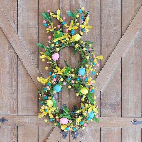 Bibelot 18 Inch Easter Wreaths Bunny Colorful Eggs Wreath for Front Door, Spring Eggs and Berries Twig Wreaths for Home Decor, Easter Wreath for Inside and Outside in Saudi Arabia