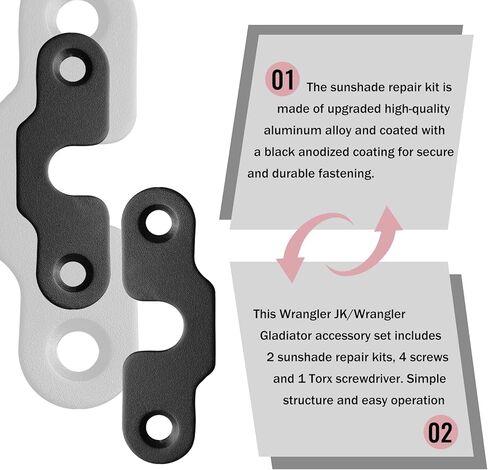 Sun Visor Repair Kit for JE EP2018 Wrangler JK, 2020-2022 Gladiator, 2018-2022 Wrangler Visor Mounting Clips, Aluminum Alloy Material, Heavy Duty JP Accessories in Saudi Arabia