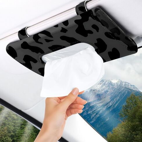 Car Tissue Holder, Slim Sun Visor Tissue Holder for Most Vehicle, Premium Leather Car Tissue Box, Easy Use (Containing Tissue) in Kuwait