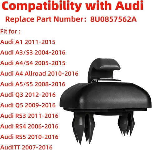 قطعتان من مشابك واقي الشمس البديلة المحدثة لواقي السيارة مناسبة لسيارة Audi A1 A3 A4 A5 A6 Q3 Q5 S3 S4 S5 TT ABS هيكل حامل واقي الشمس الداخلي استبدال الجزء رقم 8U0857562A (أسود) in Kuwait