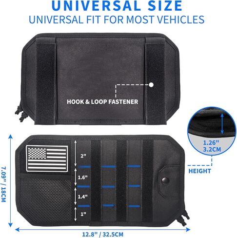 منظم حاجب الشمس للسيارة، منظم حاجب الرخوة التكتيكي للرجال، حقيبة تخزين سوداء مع سحاب ومشبك نظارات، مناسب عالمي لشاحنة السيارة وسيارات الدفع الرباعي، ملحقات السيارة الممتازة in Kuwait