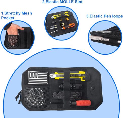 منظم حاجب الشمس للسيارة، منظم حاجب الرخوة التكتيكي للرجال، حقيبة تخزين سوداء مع سحاب ومشبك نظارات، مناسب عالمي لشاحنة السيارة وسيارات الدفع الرباعي، ملحقات السيارة الممتازة in Kuwait