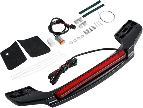 TCT-MOTORPARTS Vivid Black LED Light Spoiler Trunk Fit for Harley King Razor Chopped Trunk Luggage Electra Glide Road Glide Street Glide 1997-2013 in Saudi Arabia