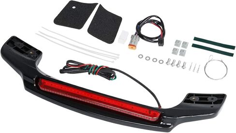 TCT-MOTORPARTS Vivid Black LED Light Spoiler Trunk Fit for Harley King Razor Chopped Trunk Luggage Electra Glide Road Glide Street Glide 1997-2013 in Saudi Arabia