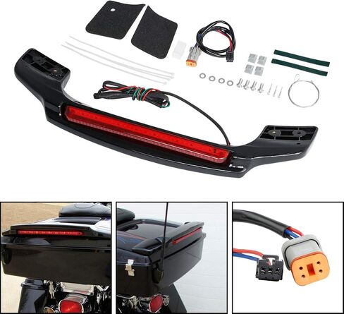 TCT-MOTORPARTS Vivid Black LED Light Spoiler Trunk Fit for Harley King Razor Chopped Trunk Luggage Electra Glide Road Glide Street Glide 1997-2013 in Saudi Arabia