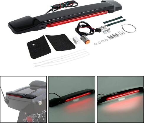 TCT-MOTORPARTS Vivid Black LED Light Spoiler Trunk Fit for Harley King Razor Chopped Trunk Luggage Electra Glide Road Glide Street Glide 1997-2013 in Saudi Arabia