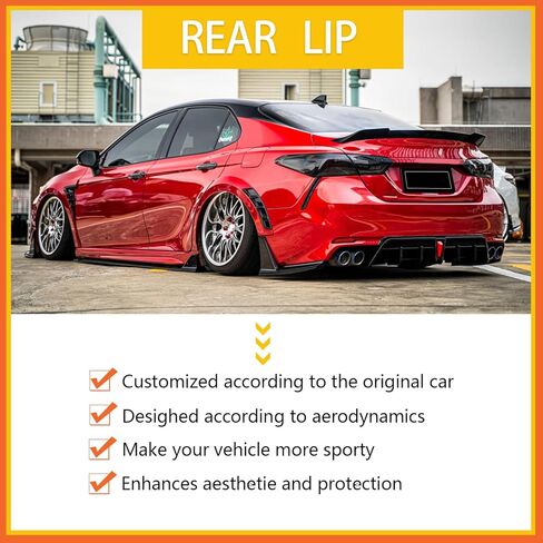 Rear Diffuser Lip Compatibility with 2018-2023 Camry SE XSE Yofer Style V2 LED Rear Bumper Diffuser+ Corner Extension Gloss Black in Kuwait