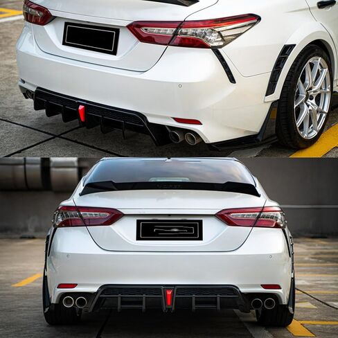 Rear Diffuser Lip Compatibility with 2018-2023 Camry SE XSE Yofer Style V2 LED Rear Bumper Diffuser+ Corner Extension Gloss Black in Kuwait