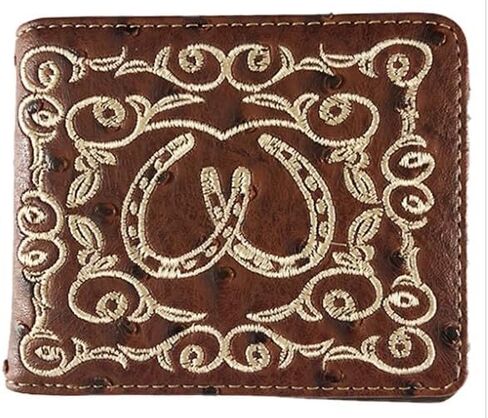 Horse Shoe Wallet Western Bifold Check Book Style W086 brown in Saudi Arabia