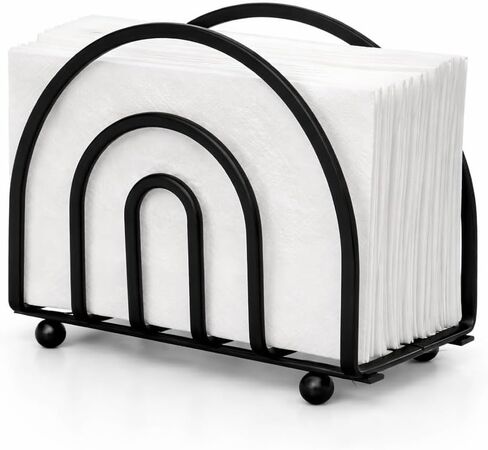 Deluxe Steel Napkin Holder Weighted Self Standing - Black Matte Finish - Decorative & Functional for Kitchen, Dining Room, Countertops - Holds Up to 100 Napkins - Durable, Stylish in Kuwait