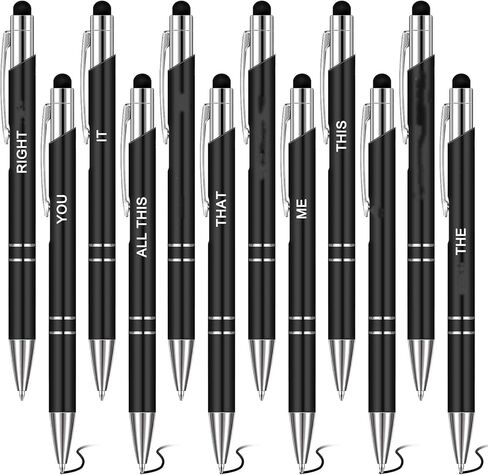 12 قطعة من الأقلام المضحكة التي تشكو من أقلام مكتب ملهمة سلبية وإيجابية، حبر أسود، قلم جديد يعمل باللمس لمستلزمات هدايا العمل للزملاء (أسود، سناركي) in Kuwait