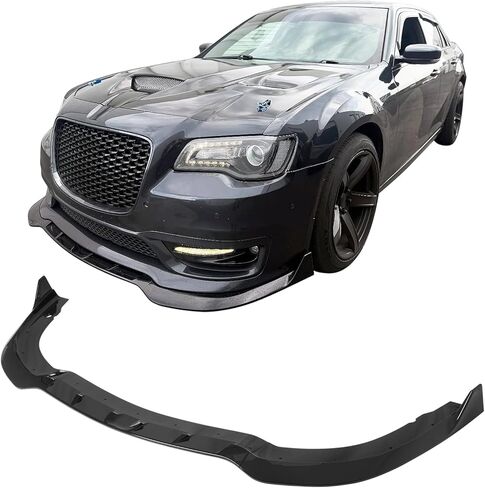 حافة ممتصة للصدمات الأمامية من IKON MOTORSPORTS، متوافقة مع 2015-2023 كرايسلر 300، نمط SRT أسود غير لامع ABS حقن إضافي لسد الهواء وواقي الذقن الفاصل 3 قطع in Saudi Arabia