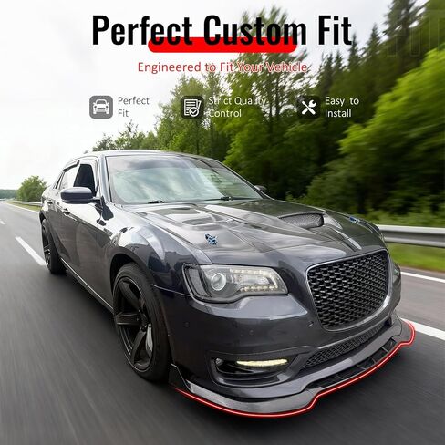 حافة ممتصة للصدمات الأمامية من IKON MOTORSPORTS، متوافقة مع 2015-2023 كرايسلر 300، نمط SRT أسود غير لامع ABS حقن إضافي لسد الهواء وواقي الذقن الفاصل 3 قطع in Saudi Arabia