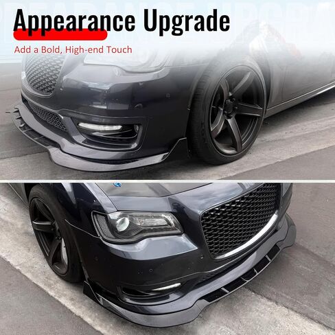 حافة ممتصة للصدمات الأمامية من IKON MOTORSPORTS، متوافقة مع 2015-2023 كرايسلر 300، نمط SRT أسود غير لامع ABS حقن إضافي لسد الهواء وواقي الذقن الفاصل 3 قطع in Saudi Arabia