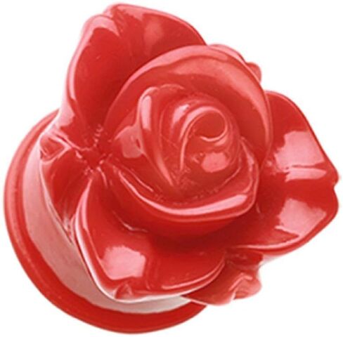Wild Rose Flower Blossom Single Flared Ear Gauge Plug in Saudi Arabia