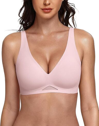 Womens Deep V Bras Wireless Comfortable Bra No Underwire Jelly Tshirt Bras Padded Bralette Seamless Bra in Saudi Arabia