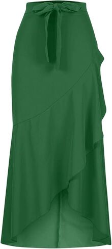 Trendy Long Skirts for Women A-Line Flared Maxi Skirt with Slit Elastic Waist Casual Elegant Club Party Outfits in Saudi Arabia
