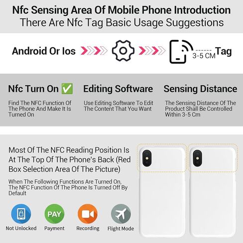 30 Pcs NFC Tags Sticker with Original NTAG215 Chip NFC Stickers Adhesive Labels 25mm Coin RFID Tags Rewritable 504 Bytes Memory Suitable for All NFC-Enabled Devices and Smartphones (Black) in Saudi Arabia