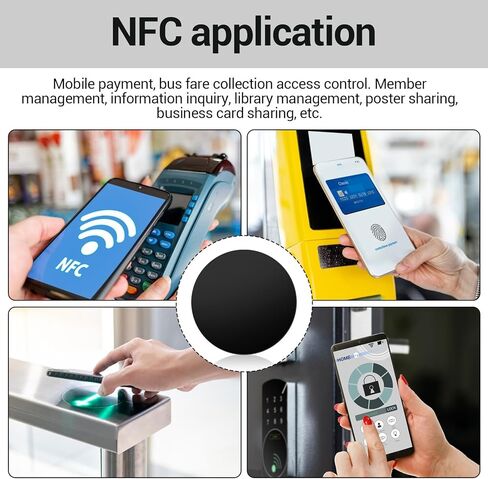 30 Pcs NFC Tags Sticker with Original NTAG215 Chip NFC Stickers Adhesive Labels 25mm Coin RFID Tags Rewritable 504 Bytes Memory Suitable for All NFC-Enabled Devices and Smartphones (Black) in Saudi Arabia
