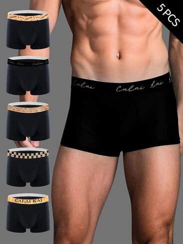 Mens Boxer Briefs 5 Pack Color Block Trunks Set with Waistband Elastic for Men Underwear Pack Casual Lounge Wear in Saudi Arabia