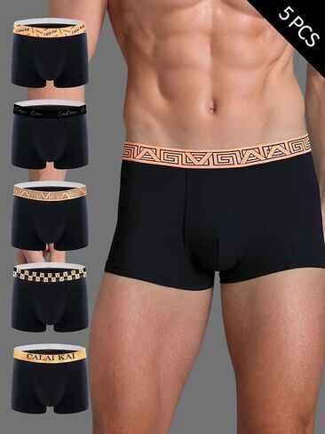 Mens Boxer Briefs 5 Pack Color Block Trunks Set with Waistband Elastic for Men Underwear Pack Casual Lounge Wear in Saudi Arabia