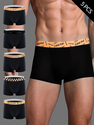 Mens Boxer Briefs 5 Pack Color Block Trunks Set with Waistband Elastic for Men Underwear Pack Casual Lounge Wear in Saudi Arabia