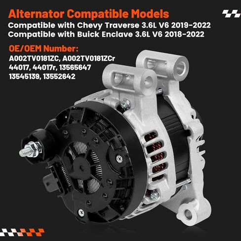 170A 12V Alternator Compatible with Chevy Traverse 3.6L V6 2019-2022; Compatible with Buick Enclave 3.6L V6 2018-2022, 6-Groove Pulley Clockwise Replace 13552642 A002TV0181ZC in Saudi Arabia