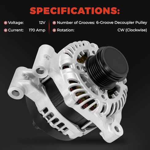 170A 12V Alternator Compatible with Chevy Traverse 3.6L V6 2019-2022; Compatible with Buick Enclave 3.6L V6 2018-2022, 6-Groove Pulley Clockwise Replace 13552642 A002TV0181ZC in Saudi Arabia