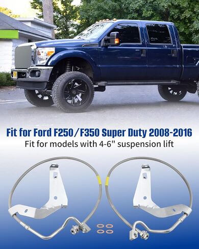 89710 Front Brake Lines Fit for Ford F250 / F350 Super Duty 2008 2009 2010 2011 2012 2013 2014 2015 4-6" Suspension Lift Extended Stainless Steel Braided Brake Hose in Saudi Arabia