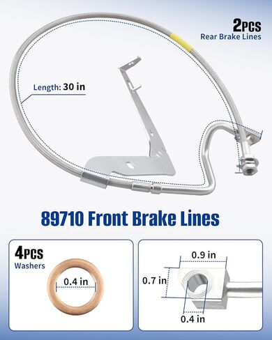 89710 Front Brake Lines Fit for Ford F250 / F350 Super Duty 2008 2009 2010 2011 2012 2013 2014 2015 4-6" Suspension Lift Extended Stainless Steel Braided Brake Hose in Saudi Arabia