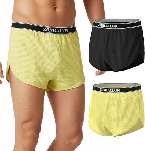 ZONBAILON Mens Pajama Sleep Shorts Mesh Booty Sexy 3 Inch Lounge Underwear in Kuwait