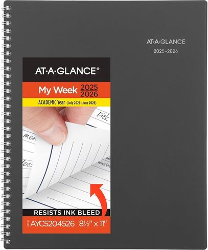مخطط AT-A-GLANCE 2026-2027 كتاب مواعيد أكاديمي أسبوعي وشهري لمدة 12 شهرًا من يوليو إلى يونيو ربع ساعة، 8-1/2 بوصة × 11 بوصة، DayMinder، فحمي (AYC52045) in Saudi Arabia