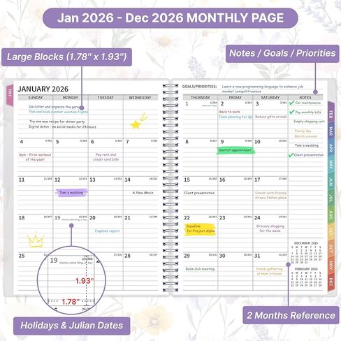 كتاب مواعيد 2026، 30 دقيقة في الساعة، مخطط تقويم أسبوعي وشهري 2026، يناير 2026 - ديسمبر 2026، 8.5 بوصة × 11 بوصة، مخطط يومي 2026 مع علامات تبويب وجيب، غطاء مرن، رائع للمكتب والمنزل والمدرسة in Saudi Arabia